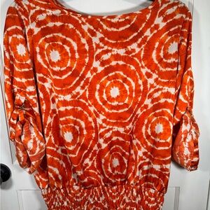 MICHAEL Michael Kors Orange and White Tie-Dye Top